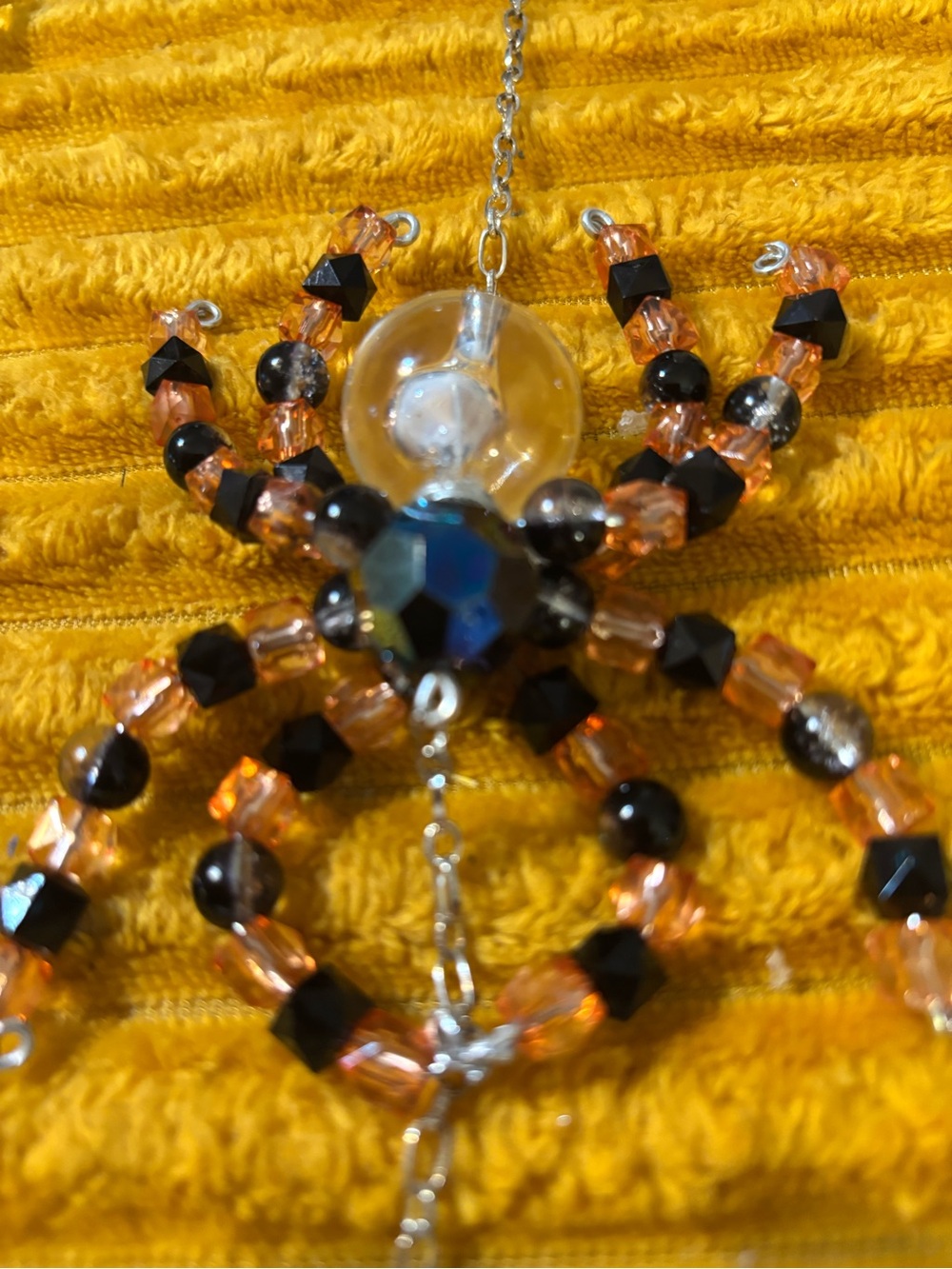 Hand Crafted Beaded Spider Window FlashCatcher - Orange & Black Sun Catcher